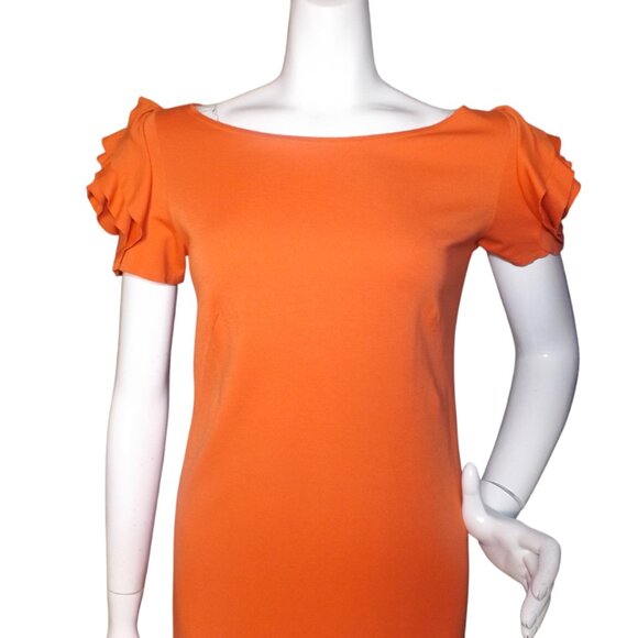 PIETRO BRUNELLI Dress, XS Maternity, Orange, Fabric Flower/Short sleeve, Zipper - Picture 2 of 15